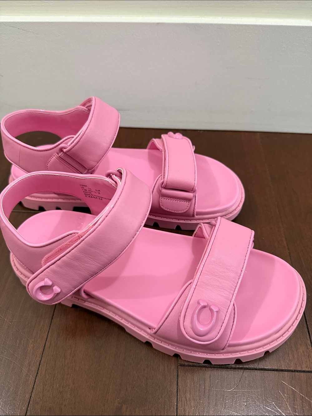 Coach Pink Adjustable Strap Women's Sandals - Picture 4 of 7